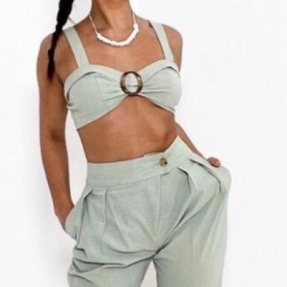 💋Mint Horn Buckle Cotton Bralette Formal Dress Up Top